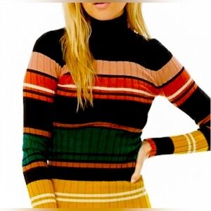 Forever 21 Retro Ribbed Striped Turtleneck Sweater